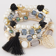Load image into Gallery viewer, Bohemian Imitation Crystal Multi-layer Leaves Bracelet Glazed Alloy Temperament Tassel Multi-layer Bracelet Women Jewelry
