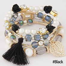 Load image into Gallery viewer, Bohemian Imitation Crystal Multi-layer Leaves Bracelet Glazed Alloy Temperament Tassel Multi-layer Bracelet Women Jewelry

