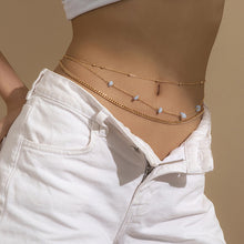 Load image into Gallery viewer, Sexy Multilayer Beach Rock Waist Chain Hip Hop Metal Waist Chain Simple Body Chain Summer Sky Blue Female Women Body Chain
