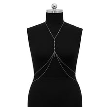 Load image into Gallery viewer, Fashion Beach Bikini Cross Clothes Chest Chain Sexy Rhinestone Multilayer Tassel Chain Body Chain Female Women Jewelry
