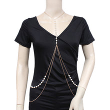 Load image into Gallery viewer, Fashion Long Temperament Sexy Imitation Pearl Beaded Body Chain Beach Simple Female Women Chest Chain Jewelry Accessories
