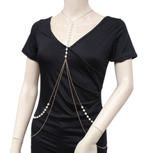 Load image into Gallery viewer, Fashion Long Temperament Sexy Imitation Pearl Beaded Body Chain Beach Simple Female Women Chest Chain Jewelry Accessories
