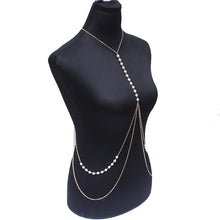 Load image into Gallery viewer, Fashion Long Temperament Sexy Imitation Pearl Beaded Body Chain Beach Simple Female Women Chest Chain Jewelry Accessories
