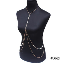 Load image into Gallery viewer, Fashion Long Temperament Sexy Imitation Pearl Beaded Body Chain Beach Simple Female Women Chest Chain Jewelry Accessories
