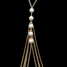 Load image into Gallery viewer, Fashion Exaggerated Multilayered Tassel Imitation Pearl Body Chain Women Female Alloy Chest Chain Party Accessories
