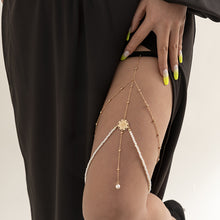 Load image into Gallery viewer, Stretch Hollow Faceplate Body Chain Creative Beach Imitation Pearl Ball Fringe Thigh Chain Women Party Elegant Jewelry
