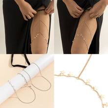 Load image into Gallery viewer, Sexy Beach Imitation Pearl Body Chain Simple Stretch Star Rhinestone Tassel Thigh Chain Women Female Jewelry Accessories
