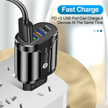 Load image into Gallery viewer, 36W PD+QC3. 0 2.4a EU US UK Standard Plug USB Charger Fast Charging Mobile Phone Charger 3usb With PD Charging Head For Phone
