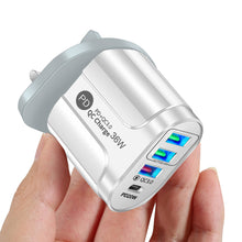 Load image into Gallery viewer, 36W PD+QC3. 0 2.4a EU US UK Standard Plug USB Charger Fast Charging Mobile Phone Charger 3usb With PD Charging Head For Phone
