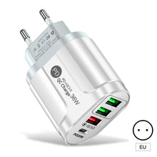 Load image into Gallery viewer, 36W PD+QC3. 0 2.4a EU US UK Standard Plug USB Charger Fast Charging Mobile Phone Charger 3usb With PD Charging Head For Phone
