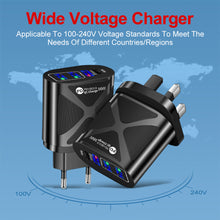 Load image into Gallery viewer, 36W PD+QC3.0 2.4A Mobile Phone Charger European American Fast Charging 3USB with PD Charging Adapter
