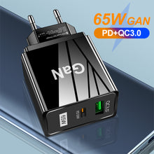 Load image into Gallery viewer, 65W Gallium Nitride Charger GaN Charger QC PD 3.0 USB Type C Fast Wall Charger For Laptop iPhone redmi Xiaomi Quick Charge
