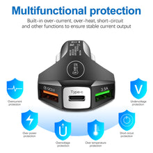 Load image into Gallery viewer, 3 Port Car Charger QC3.0 3.5A Fast Charger Cellphone Car Adapter forSamsung foriphone forHuawei forSONY forLG Universal
