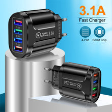 Load image into Gallery viewer, 3.1A 4usb Multi-Port Charger EU/US/UK Plug Mobile Phone Fast Charger Suitable For iPhone 13 12 11 X Pro Max Huawei P40 Xiaomi
