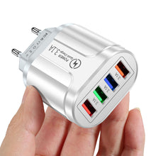 Load image into Gallery viewer, 3.1A 4usb Multi-Port Charger EU/US/UK Plug Mobile Phone Fast Charger Suitable For iPhone 13 12 11 X Pro Max Huawei P40 Xiaomi
