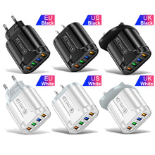 Load image into Gallery viewer, 3.1A 4usb Multi-Port Charger EU/US/UK Plug Mobile Phone Fast Charger Suitable For iPhone 13 12 11 X Pro Max Huawei P40 Xiaomi
