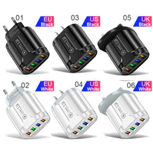 Load image into Gallery viewer, 3.1A 4usb Multi-Port Charger EU/US/UK Plug Mobile Phone Fast Charger Suitable For iPhone 13 12 11 X Pro Max Huawei P40 Xiaomi
