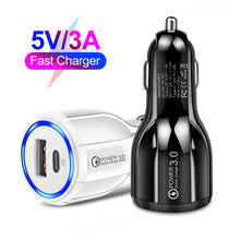 Load image into Gallery viewer, USB Car Charger 3A 100W Type C PD QC Fast Charging Phone Adapter For iPhone 13 12 11 Pro Max 8 Xiaomi Huawei Samsung S21 S20 S10
