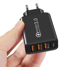 Load image into Gallery viewer, 3USB+PD QC3.0 Fast Charger 20W Type-C 3 USB Interface 5V/3.5A 9V/2A 12V/1.5A Support For Huawei SCP FCP Bi-protocol Quick Charge
