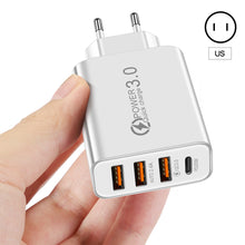 Load image into Gallery viewer, 3USB+PD QC3.0 Fast Charger 20W Type-C 3 USB Interface 5V/3.5A 9V/2A 12V/1.5A Support For Huawei SCP FCP Bi-protocol Quick Charge
