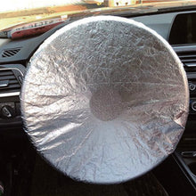 Load image into Gallery viewer, Auto Car Steering Wheel Sunshade Side Silver Coated Cloth Steering Wheel Cover Window Shade Sunscreen Insulation Side Sun Shade
