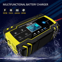 Load image into Gallery viewer, 12V/24V 8A Intelligent Car Motorcycle Battery Charger for Auto Moto Lead Acid AGM Gel VRLA Smart Charging Digital LCD Display
