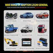 Load image into Gallery viewer, 12V/24V 8A Intelligent Car Motorcycle Battery Charger for Auto Moto Lead Acid AGM Gel VRLA Smart Charging Digital LCD Display
