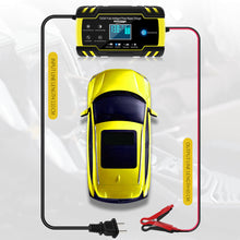 Load image into Gallery viewer, 12V/24V 8A Intelligent Car Motorcycle Battery Charger for Auto Moto Lead Acid AGM Gel VRLA Smart Charging Digital LCD Display
