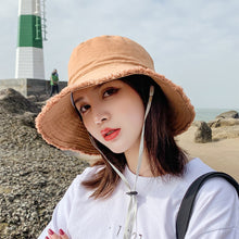 Load image into Gallery viewer, Women Fisherman Hat Outdoor Sun Protection Sun Hat Solid Color Raw Edge Fisherman Hat Fashion Simple Hat
