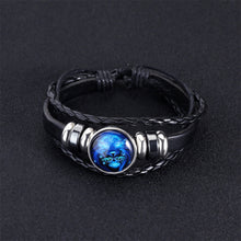 Load image into Gallery viewer, Twelve Constellation Luminous Bracelet Multilayer Leather Woven Handmade Night Light Bracelet for Women Men
