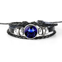 Load image into Gallery viewer, Twelve Constellation Luminous Bracelet Multilayer Leather Woven Handmade Night Light Bracelet for Women Men
