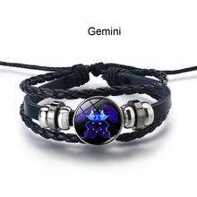 Load image into Gallery viewer, Twelve Constellation Luminous Bracelet Multilayer Leather Woven Handmade Night Light Bracelet for Women Men
