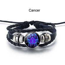 Load image into Gallery viewer, Twelve Constellation Luminous Bracelet Multilayer Leather Woven Handmade Night Light Bracelet for Women Men
