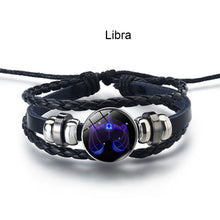 Load image into Gallery viewer, Twelve Constellation Luminous Bracelet Multilayer Leather Woven Handmade Night Light Bracelet for Women Men
