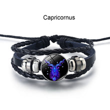 Load image into Gallery viewer, Twelve Constellation Luminous Bracelet Multilayer Leather Woven Handmade Night Light Bracelet for Women Men
