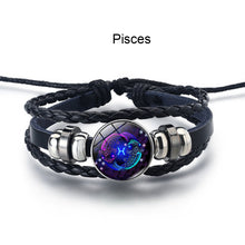 Load image into Gallery viewer, Twelve Constellation Luminous Bracelet Multilayer Leather Woven Handmade Night Light Bracelet for Women Men
