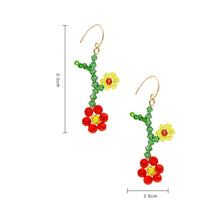 Load image into Gallery viewer, Exaggerated Personality Rice Beads Flower Earrings Fashion Crystal Braided Flower Color Earrings Beaded Cute Women Jewelry
