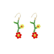 Load image into Gallery viewer, Exaggerated Personality Rice Beads Flower Earrings Fashion Crystal Braided Flower Color Earrings Beaded Cute Women Jewelry
