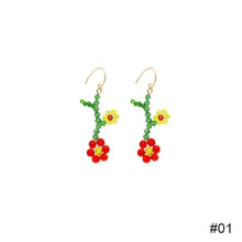 Load image into Gallery viewer, Exaggerated Personality Rice Beads Flower Earrings Fashion Crystal Braided Flower Color Earrings Beaded Cute Women Jewelry
