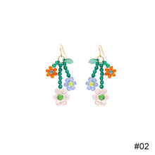 Load image into Gallery viewer, Exaggerated Personality Rice Beads Flower Earrings Fashion Crystal Braided Flower Color Earrings Beaded Cute Women Jewelry
