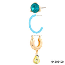 Load image into Gallery viewer, 3pcs/set Creative Rice Beads Soft Clay Earrings Fruit Strawberry Rice Beads Imitation Zircon Rhinestones Ear Stud Women Jewelry
