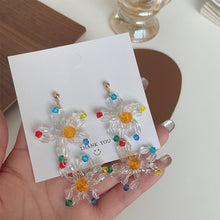 Load image into Gallery viewer, Retro Crystal Beaded Flower Long Earrings Women's Petal Tassel Stud Earrings Creative Fashion Rice Beads Jewelry Accessories
