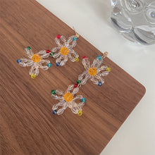 Load image into Gallery viewer, Retro Crystal Beaded Flower Long Earrings Women's Petal Tassel Stud Earrings Creative Fashion Rice Beads Jewelry Accessories
