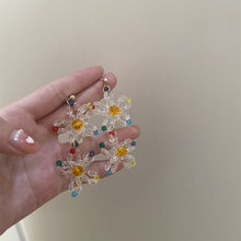 Load image into Gallery viewer, Retro Crystal Beaded Flower Long Earrings Women's Petal Tassel Stud Earrings Creative Fashion Rice Beads Jewelry Accessories
