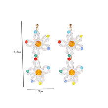 Load image into Gallery viewer, Retro Crystal Beaded Flower Long Earrings Women's Petal Tassel Stud Earrings Creative Fashion Rice Beads Jewelry Accessories
