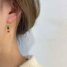Load image into Gallery viewer, Retro Crystal Beaded Red Yellow Blue Long Earrings Women's Ear Stud Earrings Creative Fashion Rice Beads Jewelry Accessories
