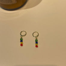 Load image into Gallery viewer, Retro Crystal Beaded Red Yellow Blue Long Earrings Women's Ear Stud Earrings Creative Fashion Rice Beads Jewelry Accessories
