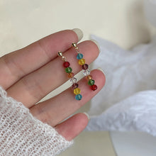Load image into Gallery viewer, Fashion Tassel Stained Glass Crystal Ear Stud Retro Summer Rice Beads Fashion Earrings Women's Female Earrings Jewelry
