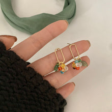 Load image into Gallery viewer, Simple Color Crystal Leaf Beaded Earrings Rice Beads Girls Women's Fashion Ear Stud Earrings Jewelry Female Accessories

