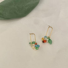 Load image into Gallery viewer, Simple Color Crystal Leaf Beaded Earrings Rice Beads Girls Women's Fashion Ear Stud Earrings Jewelry Female Accessories
